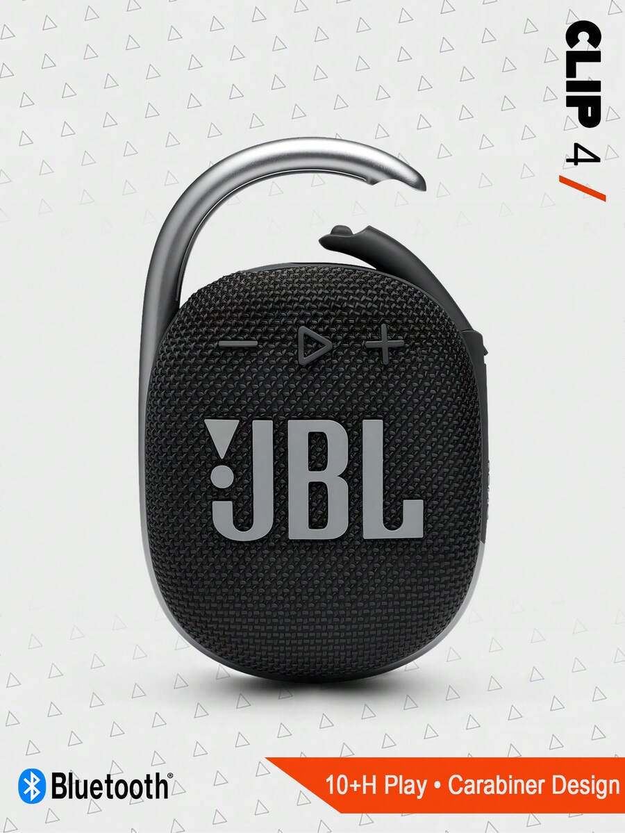 JBL Clip 4 迷你便携式蓝牙音箱，IP67 防水防尘，耐用夹式设计，低音浑厚，电池续航时间长，小巧便携，适合户外徒步、露营、骑行、海滩旅行等多种场合。