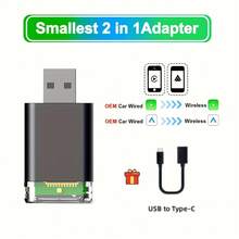 A Wireless 2-In-1 CarPlay And Android Auto Adapter, Compatible With IOS 10+ And Android 11+ And Above Versions, Suitable For 90% Of Mobile Phones, No Battery Required, Plug And Play, No Delay, Including Two Adapter Cables - TA-b01 - View 3