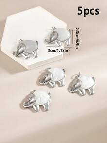 5 pièces Pendentifs en acier inoxydable et résine avec motifs animaux, coquillages, ananas, éléphant. Accessoires pour bracelets, colliers, bijoux de couple. - Pendentif en acier inoxydable et résine. - Voir 11