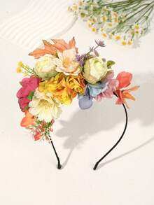 1件新年情人节波西米亚风花朵发箍，复古新娘头饰，人造花发饰，适合日常、派对、拍照等多种场合（蝴蝶花朵发箍，蝴蝶颜色款式随机） - 彩色 - 查看 15