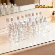 Transparent Acrylic Perfume Sample Display Stand, Perfume Storage Organizer, Vanity Makeup Organizer - Roller Ball Perfume Display Container, High-End Vanity Makeup Storage Rack, Suitable For Vanity/Bathroom Countertop Makeup Storage Shelf, Makeup Room Decor,Makeup Bag,Travel Essential - Multicolor - View 2