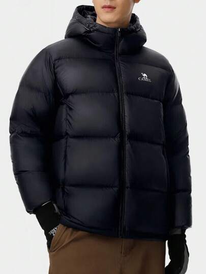 CAMEL CROWN Men's Outdoor Down Jacket, Thick Windproof Waterproof Warm Hooded High Loft Down Jacket For Autumn/Winter