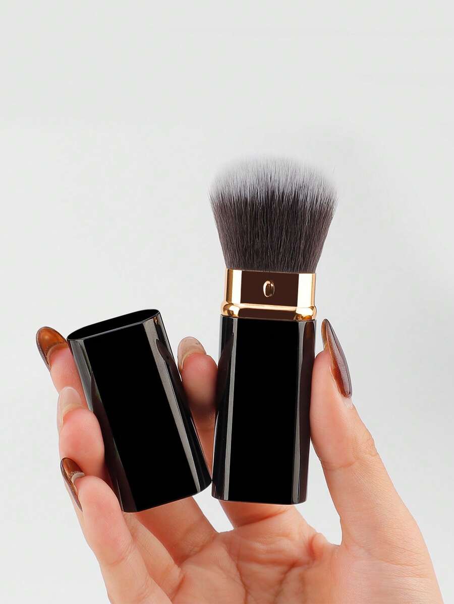 1支方形可伸缩化妆刷，适用于粉底液、膏状和修容粉等化妆品，歌舞伎式面部化妆刷，铝制手柄 - 彩色 - 查看 1