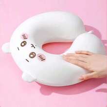 Miniso Chiikawa Series Chiikawa U-Shaped Pillow, Memory Foam Material, Character Shape Details, Neck Support & Pressure Relief, Suitable For Travel/Office, Cute Neck Pillow(1 PC) - White - View 3