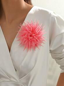 1 chiếc ghim cài áo hình hoa organza thủ công độc đáo, phong cách Pháp cổ điển, thanh lịch và thời trang, màu đen, thiết kế tối giản phù hợp với vest, váy, trang phục dự tiệc, phụ kiện đa năng, món quà tuyệt vời dành cho phái nữ. - Hồng - Xem 1