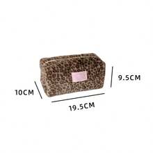 Leopard Print Plush Handbag, Portable Cosmetic Organizer Bag, Travel Large Capacity Clutch, Coin Purse - Multicolor - View 10