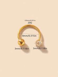 4pcs Round Heart, Pentagram, Cube Zirconia Decorated I L-Type Nose Studs, Gold & Silver Color