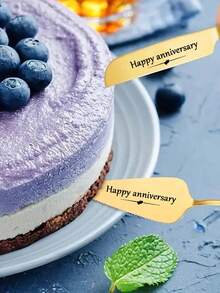 2件套定制不锈钢蛋糕刀套装，可刻字，适用于婚礼、生日、周年纪念、毕业典礼、单身派对、婚礼回礼等场合，多功能，春季系列，精致美学 - 彩色 - 查看 4