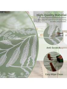 Green Leaves Rectangle Square Tablecloth, Waterproof Oil-Proof Scratch-Resistant Table Cloth, Wipe-Clean Polyester Table Cover For Dining Camping Indoor Outdoor, Multi-Size - 綠葉 - 查看 6
