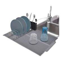 TendenciaTapete Escurridor De Platos Para Cocina Fregadero SiliconaCalidad premium - GRIS - Ver 11