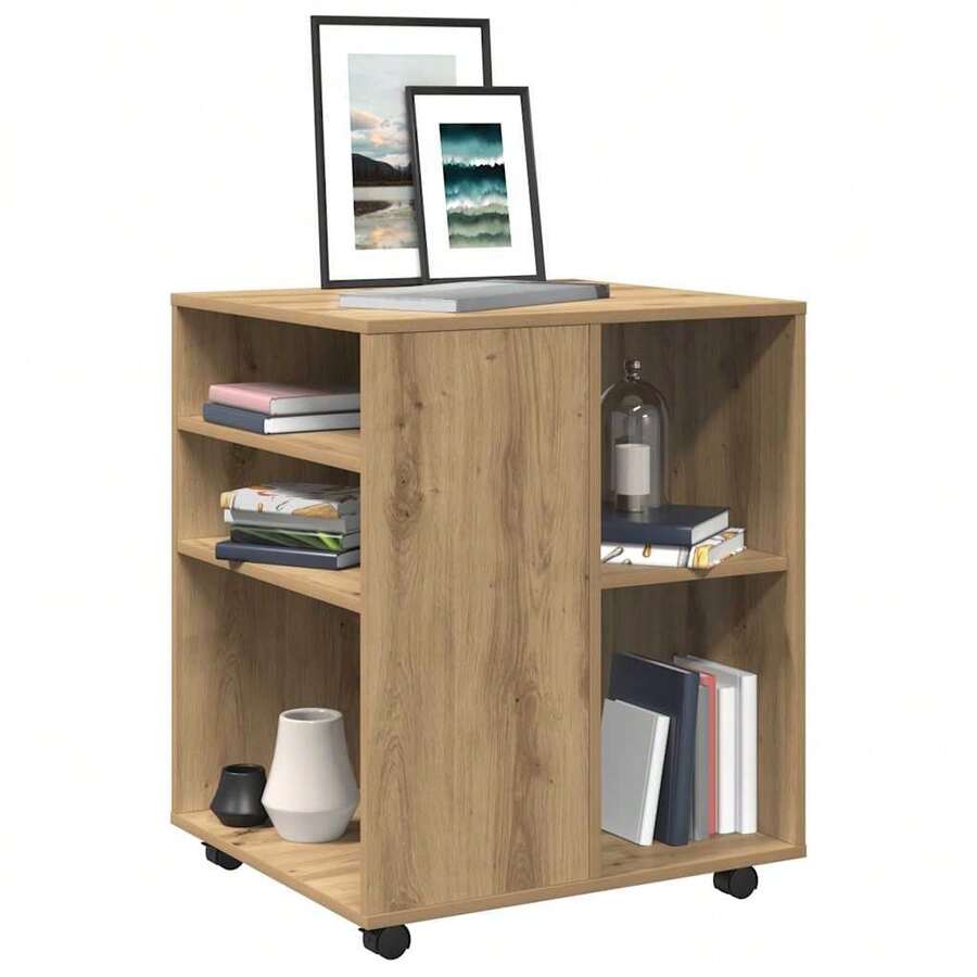 vidaXL Armario roulante chêne artesanal 60x53x72 cm ingeniería de madera - Marrón - Ver 1