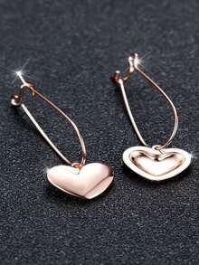 1对时尚高端情人节光滑心形吊坠耳环 - 心 - 查看 3