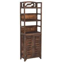 vidaXL Vitrine Marron foncé 46x24x140 cm Bois de Paulownia massif - Tabac - Voir 2