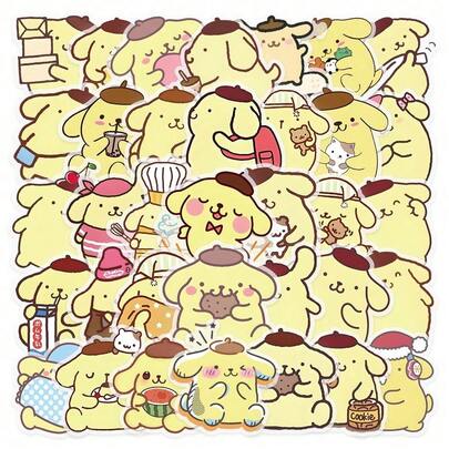  50 Piezas Paquete de Pegatinas de Pompompurin - Pegatinas lindas del perro del pudín de Sanrio para teléfono y diario