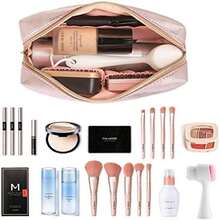 Portátil Bolsa de Maquillaje Impermeable Multifuncional para Cosmeticos con Cremallera de Oro Organizador Estuche Ideal para Maquillaje en el Viaje - como en la foto - Ver 6