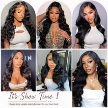 [40 Inch 200% Density] Body Wave Glueless Wigs Human Blended Hair 13x6 HD Transparent Lace Frontal Weaves Brazilian Virgin Hair Wig Pre Plucked Natural Hairline & Pre-Bleached Invisible Knots With Baby Hair Suitable For Women To Wear On Daily Or Holiday Occasions Synthetic Wig Cosplay Wigs Suitable For Halloween Or Parties - 自然色&黑色系 - 查看 8