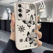 Black Butterfly Snowflake Pattern Phone Case, TPU Shockproof Full Protection Case, Suitable For Samsung S21/22/23/24/25/NOTE20 PLUS ULTRA FE A13/14/15/16/17/33/34/35/36/52/53/54, Ideal Gift For Friends And Family, T3,Suitable For IPhone17 Air - 咖啡棕 - 查看 4