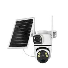 一套太阳能双摄像头户外安防系统，400万像素（200万像素+200万像素）双镜头/双视角智能高清像素监控摄像头，2.4G无线WIFI连接，IP65防水，可充电电池，355°旋转，双向语音，移动侦测，邮件报警，视频回放，远程查看，推送通知，太阳能供电，易于使用，适用于家庭、办公室、花园、室内/室外。 - 彩色 - 查看 22
