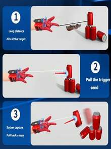 Spider Web Shooter Gloves, 5M Rope Gloves Toy Launcher, Funny Capture Toy Gloves With Button On Palm To Shoot Suction Cup Web Bullets, Become A Superhero And "Save The City" - Multicolor - View 6