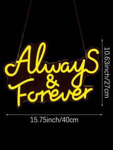 1 Peça Placa de Neon "Sempre e Para Sempre", Luz de Parede a LED USB Alimentada para o Dia dos Namorados, Lâmpada Decorativa para Proposta, Casamento, Data, Quarto, Festa, Decoração de Feriado - luz policromática - Visão 12