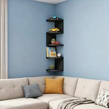 Five Layer Wall Mounted Corner Storage Rack - Space Saving Curved Bookshelf, Equipped With Five Layers Of Shelves, Made Of Thick Plastic Material, Suitable For Suspended Storage Units In Living Rooms, Bedrooms, And Bathrooms. Modern Minimalist Style, No Drilling Installation, Suspended Storage Rack - 白色 - 查看 7