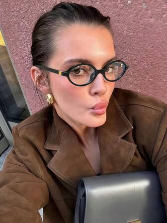 1pc Retro Minimalist Small Oval Women Eyeglasses Frame, Fashion Crossborder Optical Glasses