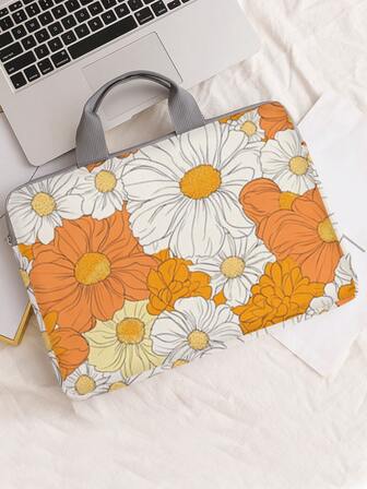 Funda para portátil con estampado floral, accesorios de tela para portátil, funda blanda para portátil, funda blanda para tableta, carpeta, cremallera para portátil, funda para computadora, para escuela y oficina