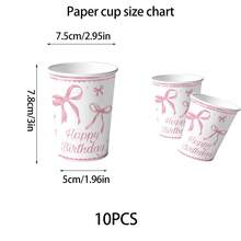 Pink Bow Plate Napkins And Paper Cups Set, Pink Bow Plate, Napkins And Paper Cups Party Supplies, Paper Plate Party Utensils Suitable For Birthdays, Weddings, Parties, Families, Picnics - Multicolor - View 9