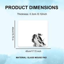 Glass Pad With Ink-Style Anime Chinese Classical Art Design, Hard Gaming Mouse Pad For PC, Smooth Control, Dominate The Game, Endless Durability, Special Glass Surface With Improved Precision&Speed - Black and White - View 5