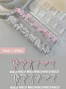 12pcs Nail Art Soft Sculpture Decorations - Satin Bow Accessories Mix, Nail Jewelry Pearlescent Bow Ins Style Nails Nail Supplies - Multicolor - View 6