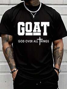 Camiseta de Hombre con Estampado Gráfico, Diseño Divertido, Manga Corta y Cuello Redondo, Ropa Casual Adecuada para Todas las Temporadas - Negro - Ver 1