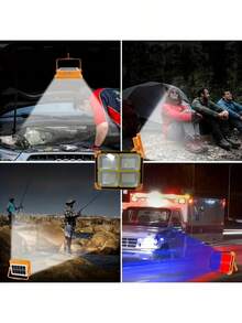 2PCS Rechargeable LED Work Light, 5 Modes, Solar Rechargeable Portable Floodlight, Suitable For Camping, Hiking, Fishing, Auto Repair - 2 Packs - View 8