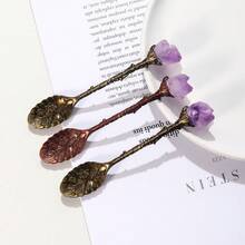1 Piece Natural Amethyst Cluster Teaspoon Tooth Flower Gemstone Candy Spoon Decoration Gift - 1 PCS Random - View 7
