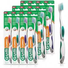 GUM Summit+ - cepillo para polvo de dientes suave, cerdas cónicas ultra finas para una eliminación más efectiva de la placa, cepillos de dientes extra suaves para adultos, 12 unidades(1 Count (Pack of 12)) - Multicolor - Ver 2