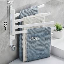 1个铝制毛巾杆，180°旋转淋浴毛巾架带挂钩，适用于浴室，可选1/2/3/4/5根杆以满足不同家庭需求，壁挂式毛巾架，大容量强力承重毛巾架，浴室配件，浴室收纳，浴室毛巾架，可折叠，免钻孔安装，适用于洗手台、厕所和浴室，简单实用。 - 彩色 - 查看 23