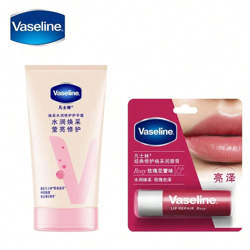 Vaseline 亮泽保湿修护护手霜*1 & 经典修护亮泽润唇膏（玫瑰花蕾味）3.5克*1 - 粉紅色的 - 查看 1