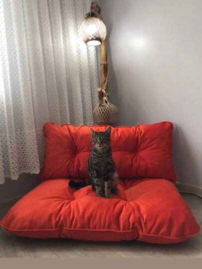 Honeycomb Quilted Floor Cushion Set With Pallet Backrest – 2 Pieces Seating & Back Support Set (60*90 Cm Seat, 35*90 Cm Backrest)