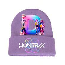 1pc KPOP Witch Hunting Girl Group Letter Knitted Beanie, Fashionable Cuffed Printed Knitted Hat