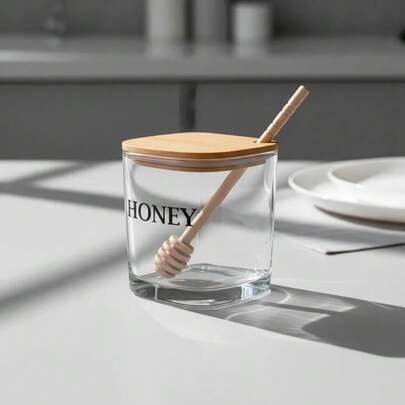 Meleira de Vidro com Tampa e Pegador Bambu