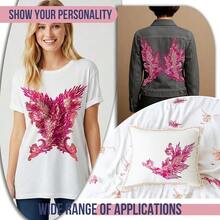 [Free Shipping]Silvora Pair Embroidery Phoenix Costume Sequin Appliques Patches, Peacock Feather Tail Applique Embellishments For Dance Dresses,Clothes,T-Shirt,Neckline Bodice Pants (Rose Red) - 玫瑰紅色 - 查看 7