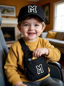 2pcs Kids Baseball Cap With Mini Pouch, Boys Girls Camping Hat, UV Protection, Adjustable Strap, Suitable For 3-8 Years Old Children - Black - View 3