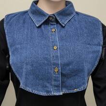 A Minimalist Shirt Style Featuring A Detachable Pointed Collar, Making It A Versatile Accessory Suitable For Autumn And Winter Outfits. - Denim Pointed Collar - View 8