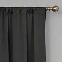 Eclipse Tricia - Cortinas térmicas Modernas para oscurecer la habitación, con Bolsillo para Barra de Ventana, para recámara (2 Paneles), 26 Pulgadas de Ancho x 63 Pulgadas de Largo, Color(132.1An x 160Al cm (2 Paneles) Negro) - Multicolor - Ver 3