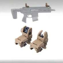 Juego de 2 Unidades de Miras de Respaldo Tácticas Plegables con Resorte, Totalmente Ajustables en Viento y Elevación, Diseño de Polímero de Alta Resistencia y Liviano, Color Tierra Oscura, para Caza, Entrenamiento Táctico, CQB y Uso con Fusiles de Cacería o Equipo Táctico Militar - Óxido marrón - Ver 5