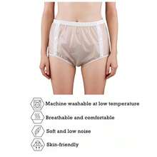 可重复使用的塑料裤，采用高弹力PE薄膜，时尚防水成人尿布，ABDL尿布爱好者适用，柔软透明塑料裤，适合青少年和成人 - 彩色 - 查看 6