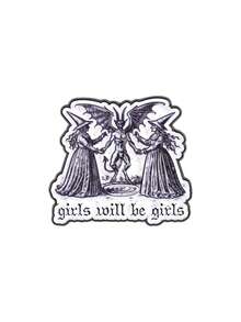 1 Pc Ironic Witch Theme Enamel Pin Retro Witchcraft Scene With Lighthearted Pop Phrase Contrast Design Wearable On Backpack Clothing Perfect For Meme Culture And Dark Aesthetic Enthusiasts