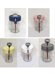 1个带盖带勺子的密封玻璃早餐杯，便携式燕麦片/牛奶/沙拉/酸奶杯 - 彩色 - 查看 12