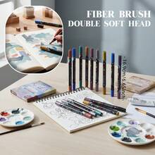 12/24/48 Cores Canetas Marcadoras Acrílicas de Ponta Dupla, Marcadores de Tinta Acrílica Premium, Adequados para Madeira, Tela, Pedra, Pintura em Rocha, Vidro, Cerâmica, Artesanato DIY, Materiais de Arte, Desenho de Estudantes, Presente de Volta às Aulas - Multicolorido - Visão 6