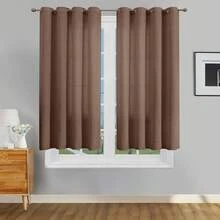 1pc/2pcs Modern Solid Blackout Curtains With Top Loops, Sheer Voile Curtains For Living Room, Bedroom Curtains Balancing Privacy And Light, Deep Brown Curtains - Dark Brown - View 11