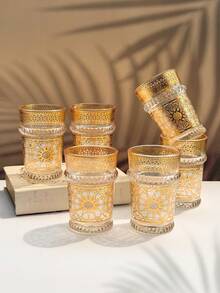 Bộ 6 tách trà thủy tinh kiểu Ma-rốc, dung tích 130ml/4.4oz, thích hợp cho trà bạc hà, latte, espresso, Americano, cappuccino, tuyệt vời cho gia đình, nhà hàng, nhà bếp, tiệc tùng, đám cưới, bộ đồ ăn. - Nhiều màu - Xem 9